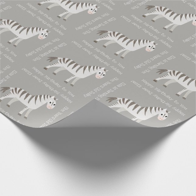 Cute Baby Zebra Safari Theme Party or Shower Wrapping Paper (Corner)