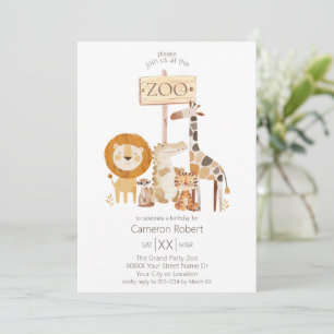 Cute Baby Zoo Animals Invitation