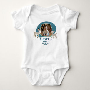 Cute Baby's 1st Christmas Photo Reindeer Baby Bodysuit