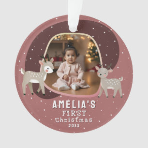 Cute Baby's 1st Christmas Photo Reindeer Ornament