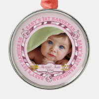 Cute Baby's 1st Hanukkah Dreidels Photo Name Metal