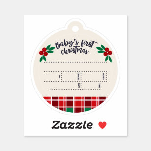 Cute Baby's First Christmas Birth Stats Sticker