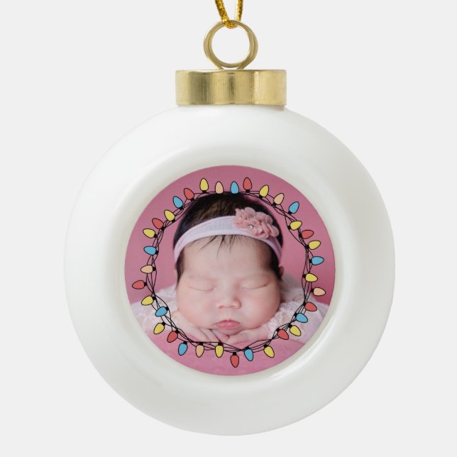 Cute baby's first christmas  ceramic ball christmas ornament (Front)