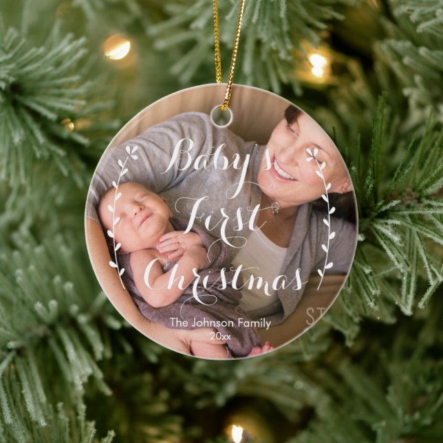 Cute Baby's First Christmas Photo Ornament (Tree)