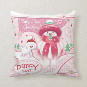 Cute Baby's First Christmas Pillow for Girls