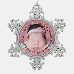 Cute baby's first christmas   snowflake pewter christmas ornament