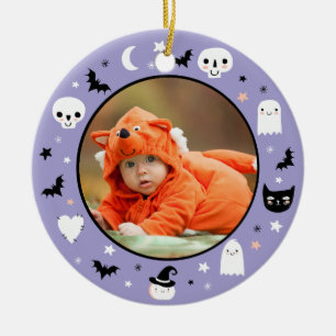 Cute Baby's First Halloween Photo Ceramic Tree Decoration