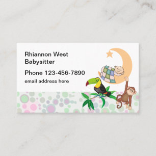 Cute Babysitter Animal Theme Business Card