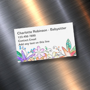 Cute Babysitter Floral Botanical Business Cards