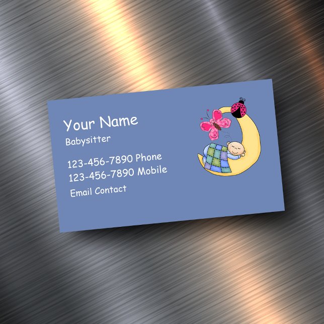 Cute Babysitter Magnetic Business Card (Creator Uploaded)