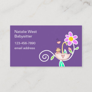 Cute Babysitting Babysitter Contact Business Cards