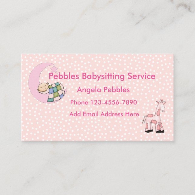 Cute Babysitting Child Care Design Business Card (Front)