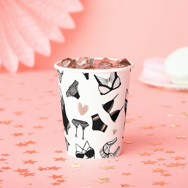 Cute Bachelorette Lingerie Pattern Paper Cups (Insitu)