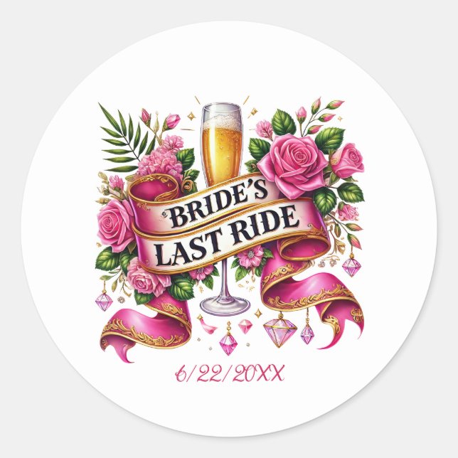 Cute Bachelorette Party add date  Classic Round Sticker (Front)