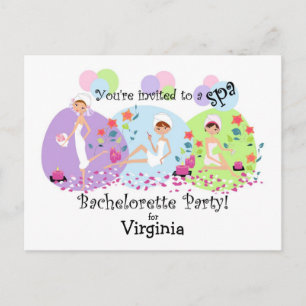 Cute Bachelorette Party Spa Postcard Invitations
