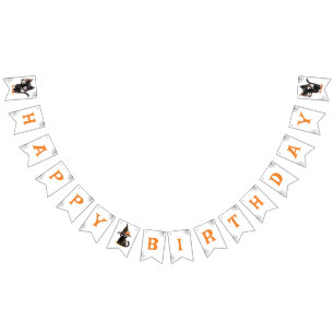 Cute Back cat Halloween birthday party Bunting