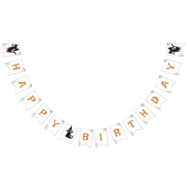 Cute Back cat Halloween  birthday party Bunting (All)