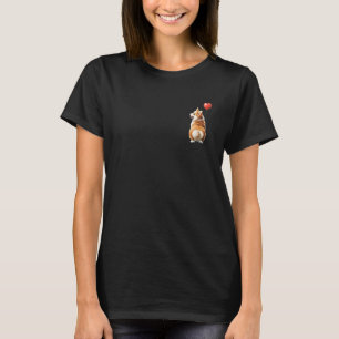 Cute Back-Facing Corgi with Red Heart Balloon Floa T-Shirt