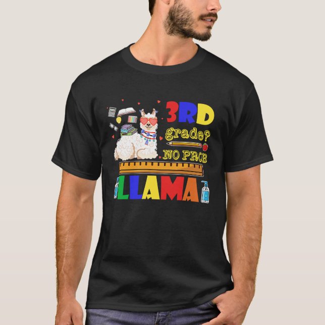 Cute Back To School 3rd Grade No Prob Llama Teache T-Shirt (Front)