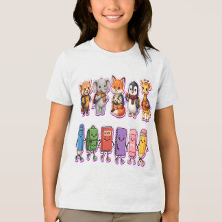 Cute Back to School Animals PNG | Kawaii Autumn Tri-Blend Shirt