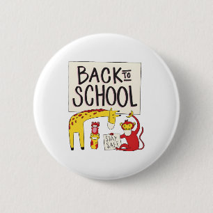 Cute Back to School Animals Safety Design 6 Cm Round Badge