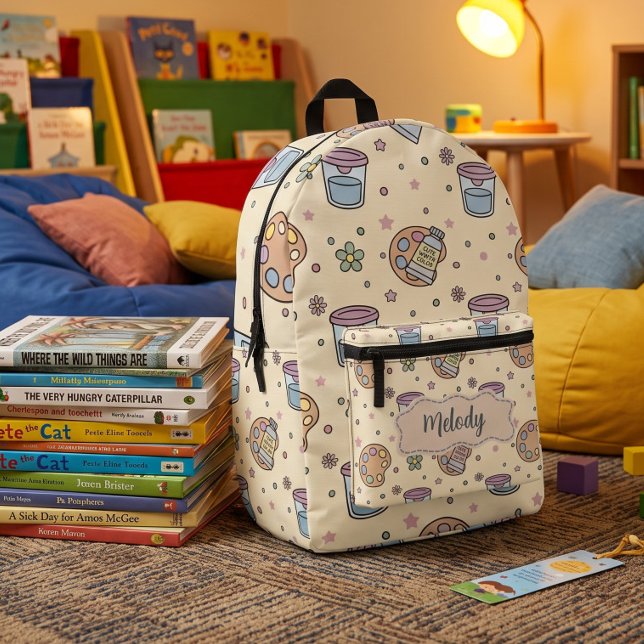 Cute Back to School Art Pattern  Printed Backpack (Creator Uploaded)