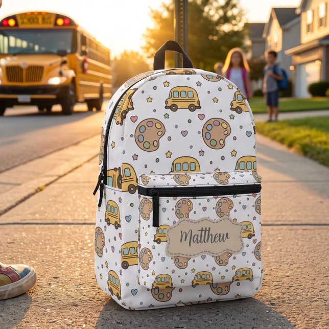 Cute Back to School Bus Pattern  Printed Backpack (Creator Uploaded)