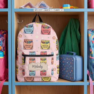 Cute Back to School Crayons Pattern Printed Backpack
