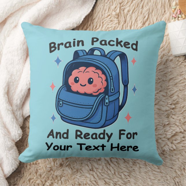 Cute Back-to-School Customisable “Brain Ready" Cushion (Blanket)