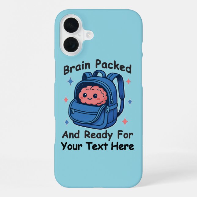 Cute Back-to-School Customisable “Brain Ready" iPhone Case (Back)