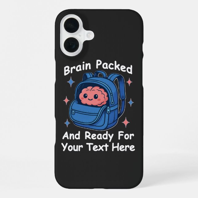 Cute Back-to-School Customisable “Brain Ready" iPhone Case (Back)