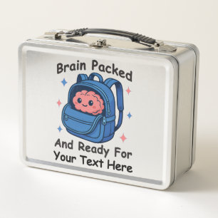 Cute Back-to-School Customisable “Brain Ready" Metal Lunch Box