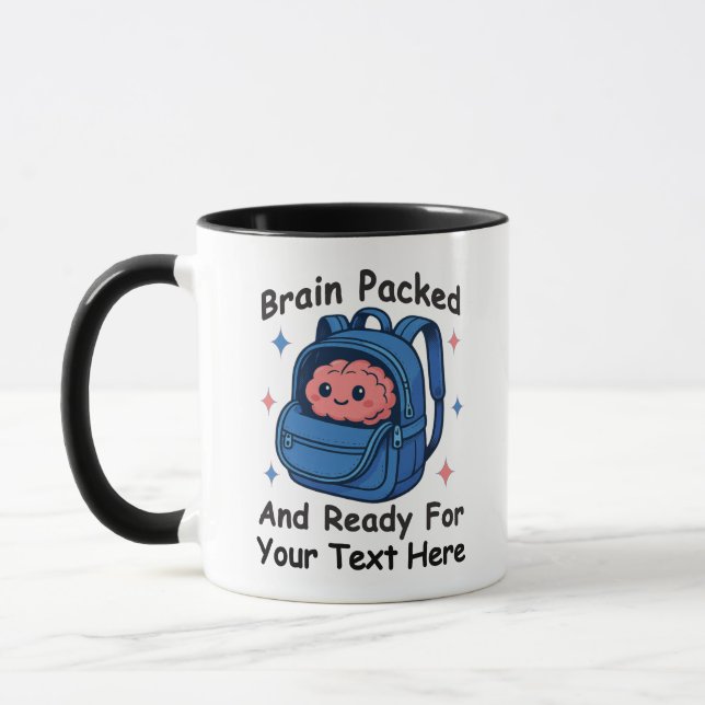 Cute Back-to-School Customisable “Brain Ready" Mug (Left)