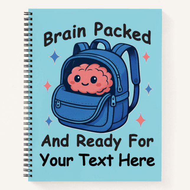 Cute Back-to-School Customisable “Brain Ready" Notebook (Front)