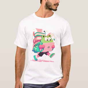 Cute Back to School Frog with Books and Backpack T-Shirt