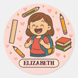 Cute Back to School Girl Sticker