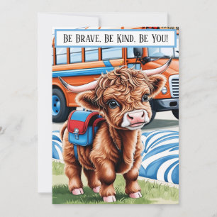 Cute Back to School Highland Cow Holiday Card