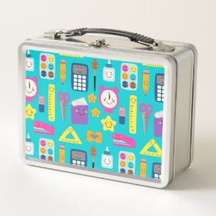 Cute Back to School Kawaii Classroom Supplies Metal Lunch Box