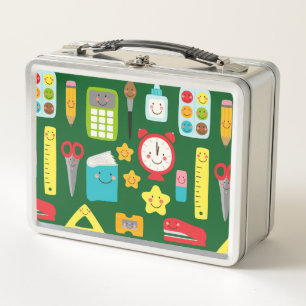 Cute Back to School Kawaii Classroom Supplies Metal Lunch Box