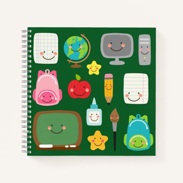 Cute Back to School Kawaii Classroom Supplies Notebook (Front)
