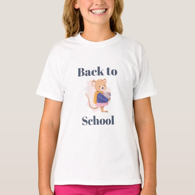 cute back to school mouse design  T-Shirt (Front)