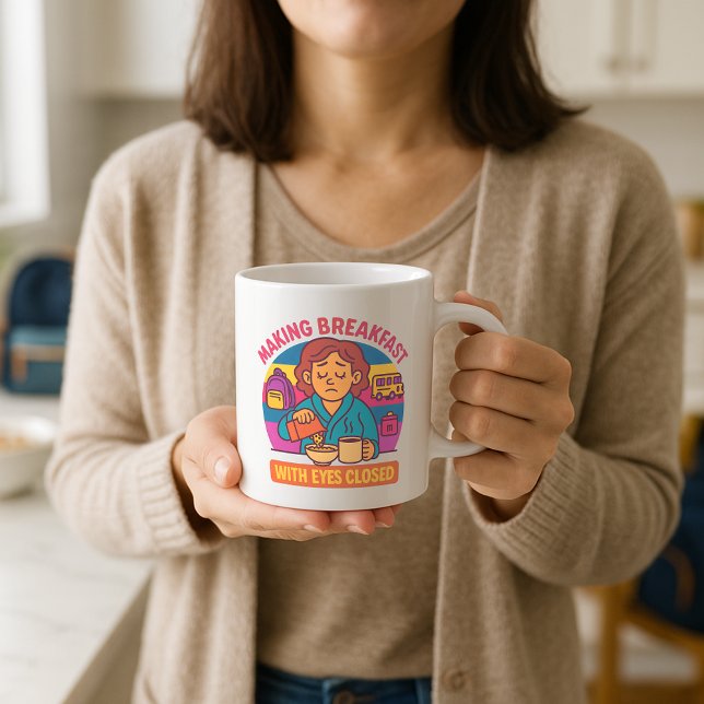 Cute Back-to-School Mug; Parent Making Breakfast Coffee Mug (Creator Uploaded)