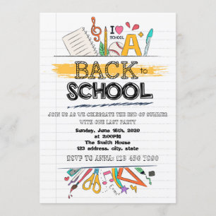 Cute back to school party invitation