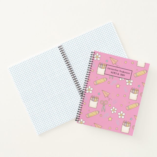 Cute Back to School Pattern |  School Supplies  Notebook (Inside)
