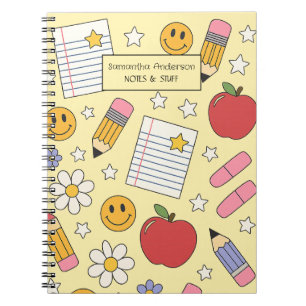 Cute Back to School Pattern School Supplies Notebook