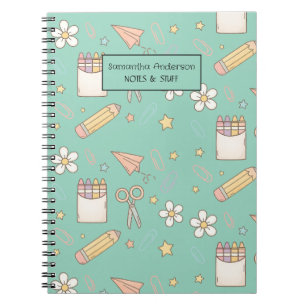 Cute Back to School Pattern School Supplies Notebook