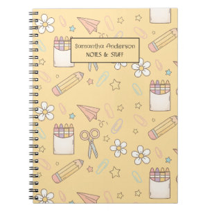 Cute Back to School Pattern School Supplies Notebook