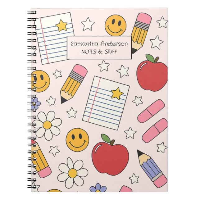 Cute Back to School Pattern |  School Supplies  Notebook (Front)