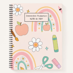 Cute Back to School Pattern School Supplies Notebook
