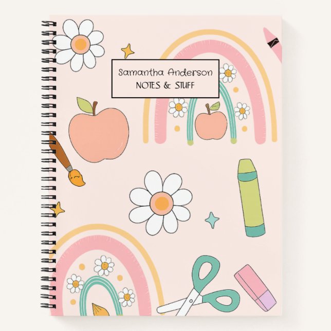 Cute Back to School Pattern |  School Supplies  Notebook (Front)